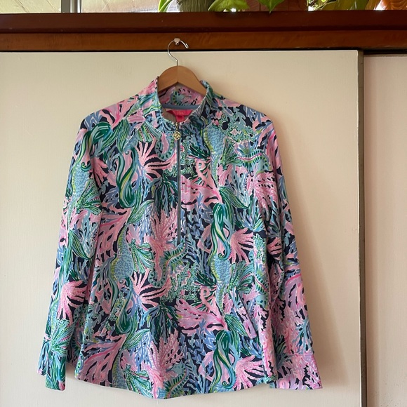 Lilly Pulitzer sweatshirt 1/2 zip Mermaid Cove print size XL - Picture 14 of 14